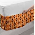 thumbnail image 2 of Orange Brown Bed Skirt, Vintage Argyle Pattern with Diamond Check Lozenges Geometric Art, Elastic Bedskirt Dust Ruffle Wrap Around for Bedding Decor, 4 Sizes, Redbrown Peach Orange, by Ambesonne, 2 of 2
