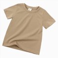 thumbnail image 2 of Xudanell Toddler Kids Girls T Shirts Solid Color Summer Cotton Shirts Elastic Dance Sports Clothes Relaxed Fit Khaki 6-7 Years, 2 of 4