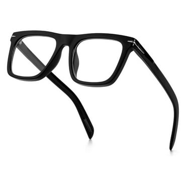 Rectangle Trendy Unisex Retro Simple Square Frame Shades for Men Women Designer Glasses Clear Lens Fashion Non-prescription Anti-Blue Light Lens Eyewear Classic Black Computer Eyeglasses
