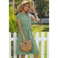 thumbnail image 5 of Womens Summer Dresses Cap Sleeve Polka Dot Falten Midi Dress 2024 Fashion O Neck Casual Fit Tiered Boho Beach Vacation Sundress (Green,Medium), 5 of 6