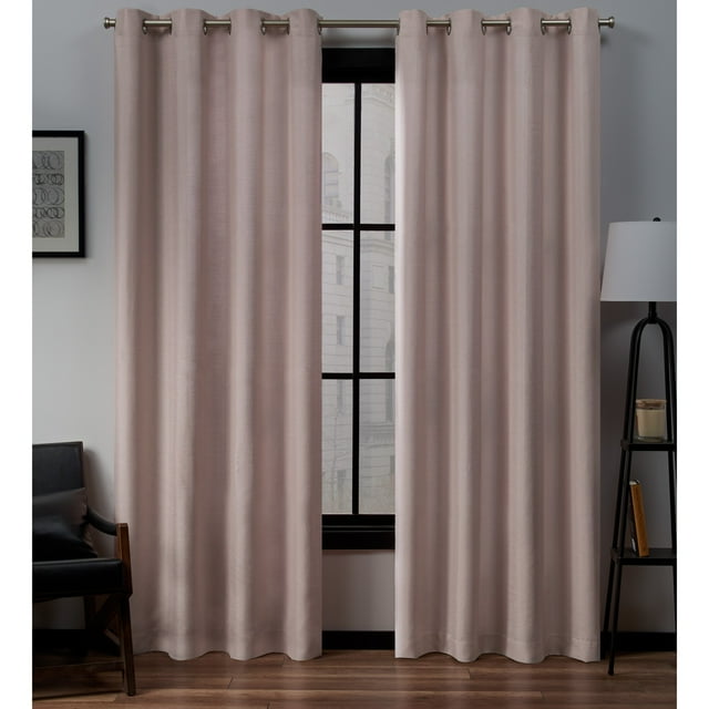 Exclusive Home Curtains Loha Linen Grommet Top Curtain Panel Pair, 54x108, Blush