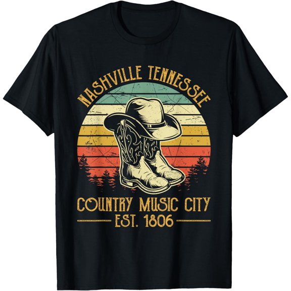 Nashville Tennessee Cowboy Boots Hat Country Music City T-Shirt Tops Tee