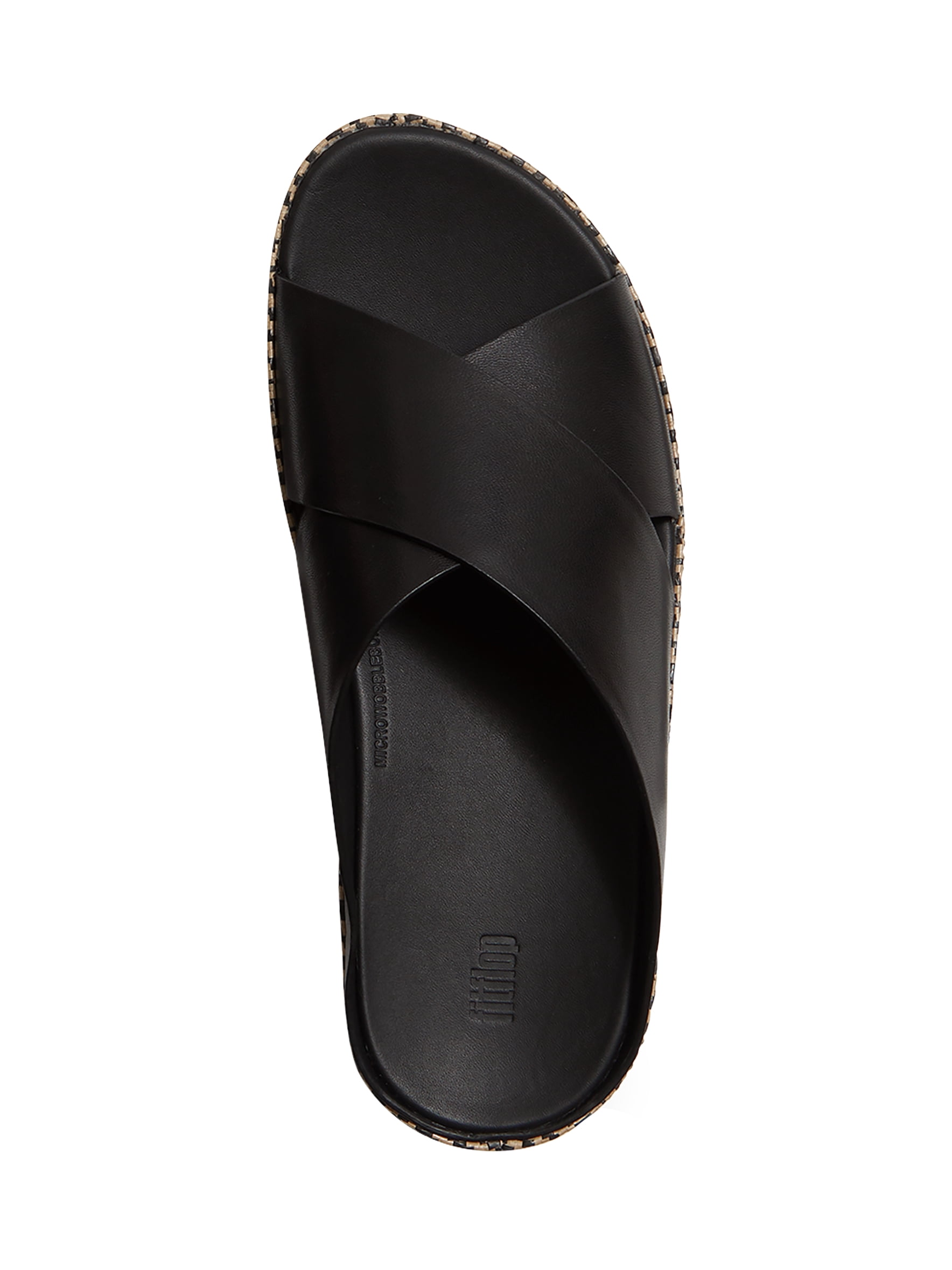 Fitflop Women's Lulu Lux Graphic-Weave Leather Cross-Strap Slide Sandals
