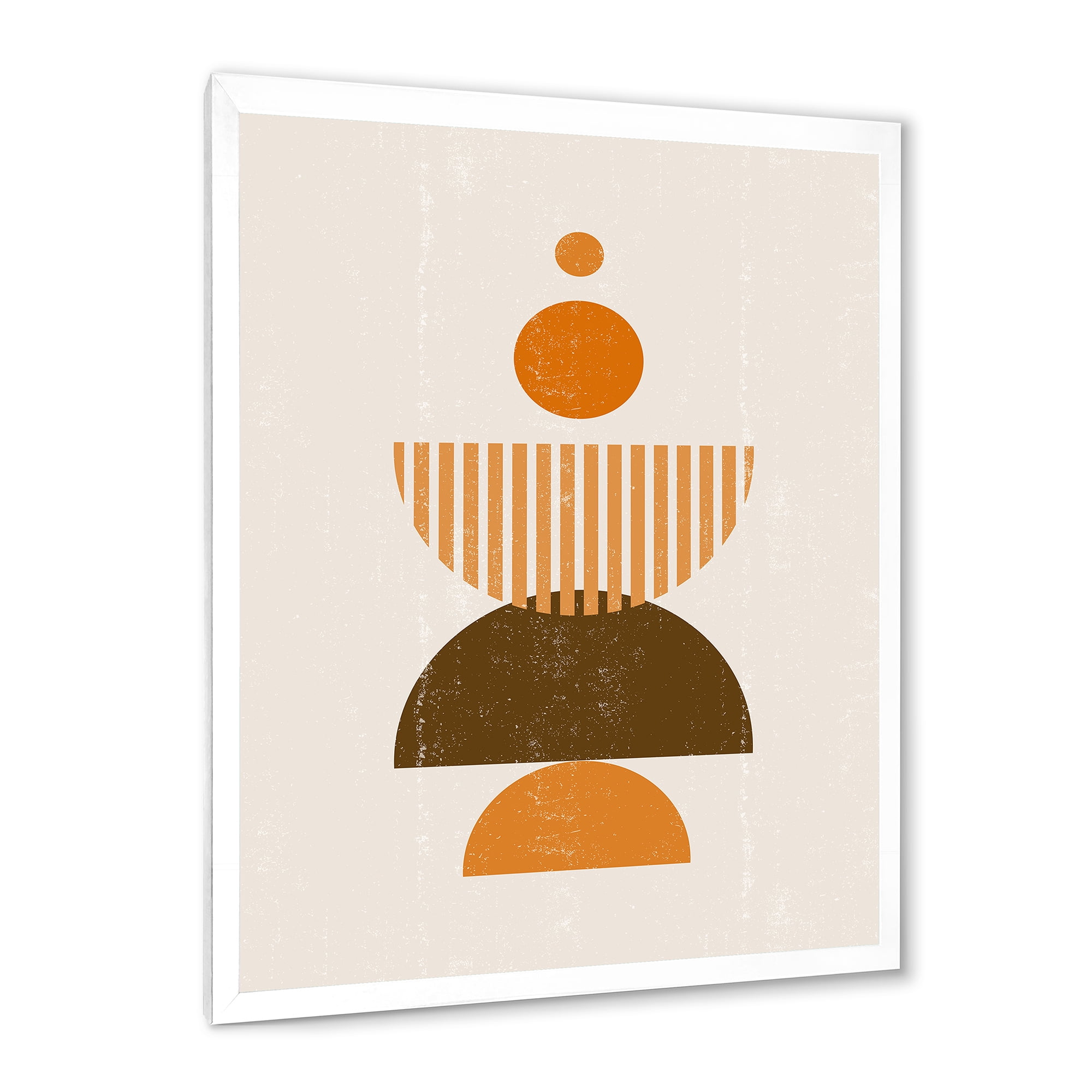 Designart 'Abstract Minimal Moon and Sun In Earth Tones I' Modern Framed Art Print
