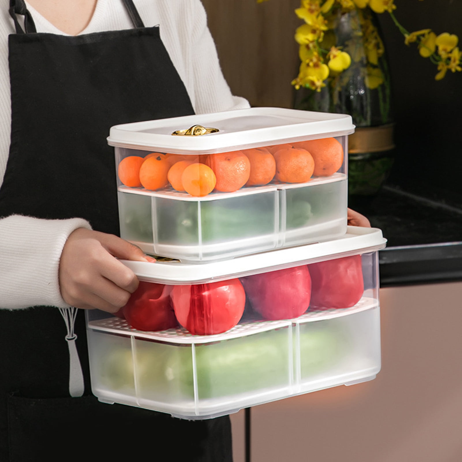Refrigerator Storage Box, Fridge Organizer, Fresh Fruit & Vegetable Boxes,  Drain Basket Storage Containers, Pantry Kitchen Organizer, Kitchen  Accessories - Temu