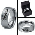 thumbnail image 4 of Tungsten Adult Bear Cub Following Walking Band Ring 8mm Men Women Comfort Fit Gray Flat Cut Brushed Polished, 4 of 4