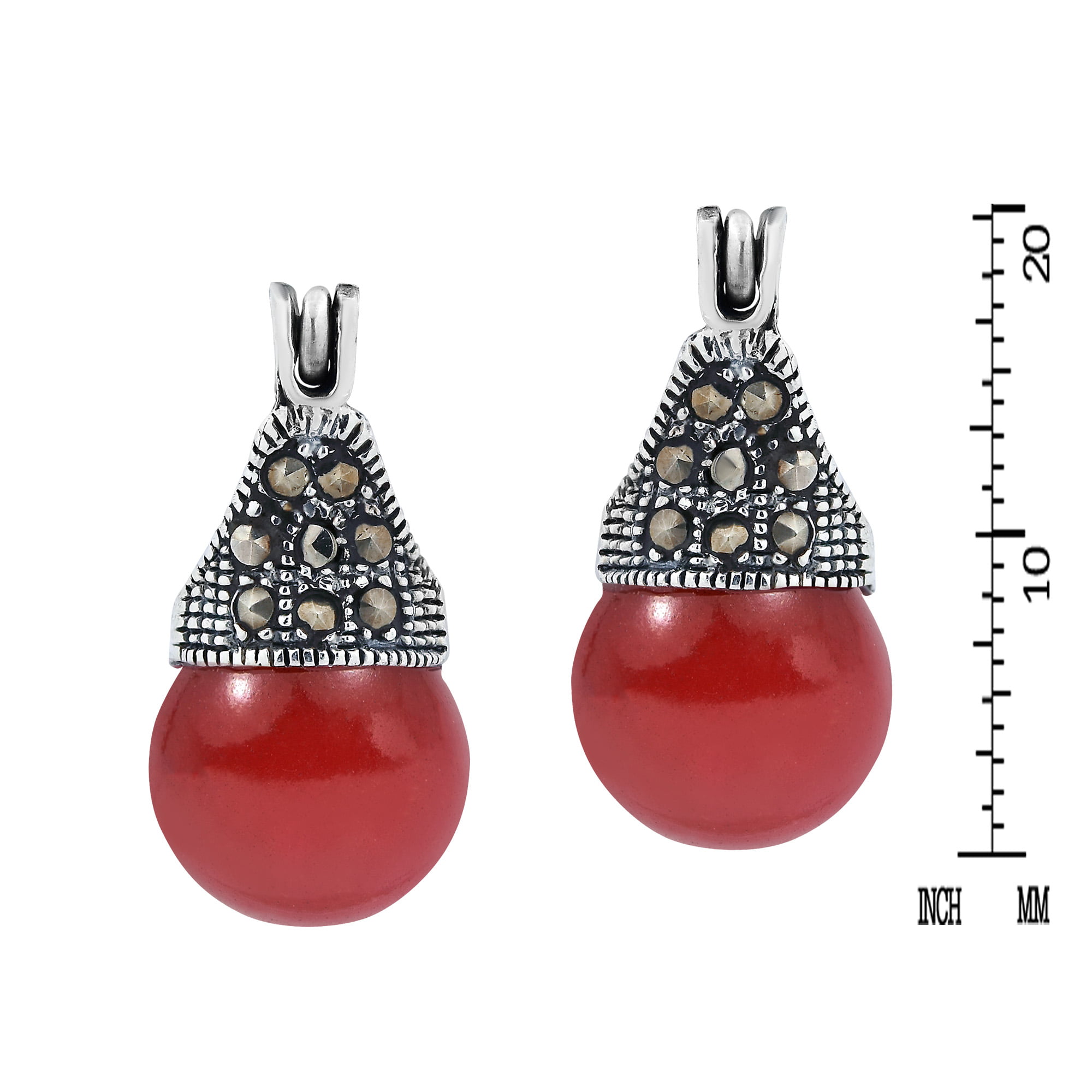 Elegant Belle Reconstructed Red Coral & Fashion Crystal Teardrop Brass Hoop Dangle Earrings 