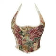 thumbnail image 2 of Yuwull Women'S Summer Floral Corset Crop Top Strap Boned Bustier Cute Tie Back Party Bodyshaper, 2 of 9