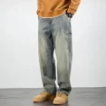 thumbnail image 2 of Pantalones vaqueros para hombre, pantalones rectos, pierna ancha, vaqueros vintage para hombre, holgados, estéticos, de verano, lavados, retro, primavera y otoño, estilo Kpop, 2 of 4