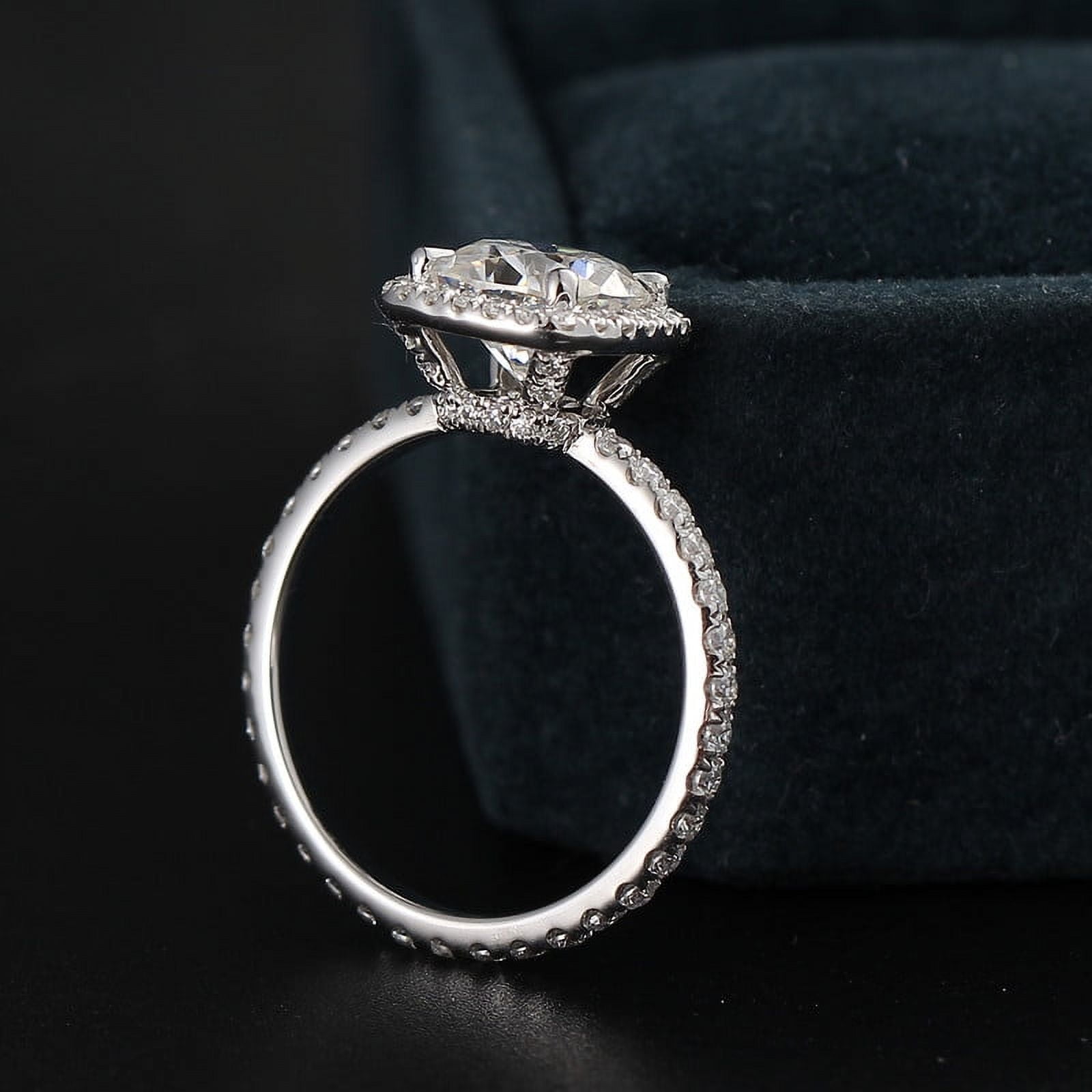 Cora Jewellery 1.5CT Cushion Moissanite Halo Engagement Ring For Women, 18K White Gold