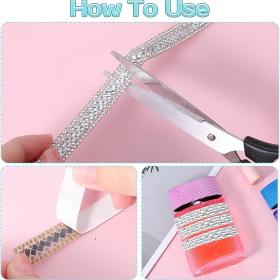 Getwin Adhesive Ribbons,White Glass Bead Ribbon,Adhesive Ribbons Ribbon Strips for Diy Craft Home Clothing Wedding Christmas Decoration Birthday Decor Wrap Sticker