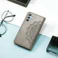 thumbnail image 6 of SaniMore for Samsung Galaxy A34 5G 2023 Wallet Case with Embossed Mandala PU Leather Flip Protection Wrist Strap Credit Card Holder Pocket Kickstand Shockproof Case for Galaxy A34 5G, Gray, 6 of 6