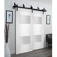 thumbnail image 4 of Sliding Closet Opaque Glass 2 Lites Barn Bypass Doors 48 x 96 inches / Sete 6222 White Silk / Modern 6.6ft Rails Hardware Set / Wood Solid Bedroom Wardrobe Doors, 4 of 4