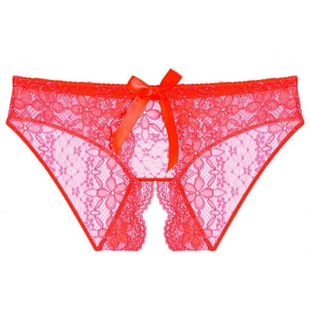 Summer Savings Gspmoly Lingerie for Women Sexy Underwear Lace Bow Bikini Panties Pearl Silky Comfy Lace Brife