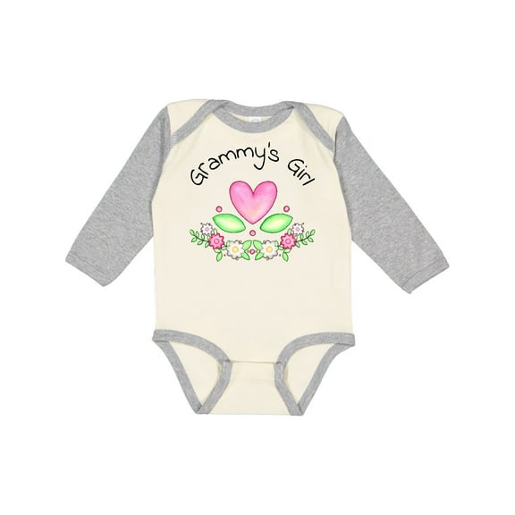 Inktastic Grammy's Girl Heart Flowers Girls Long Sleeve Baby Bodysuit