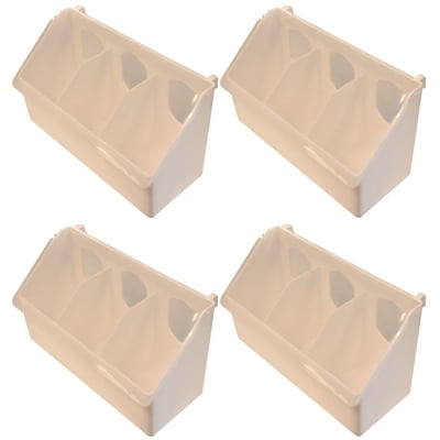 4 PACK OF 3 HOLE PLASTIC QUAIL PIGEON DOVE BIRD OUTSIDE OF CAGE MOUNT FEEDERS