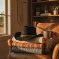 thumbnail image 7 of Slccxzc Vintage Western Cowboy Hat with Rhinestone Tassel, Wide Brim Country Concert Headwear, 7 of 7