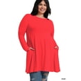 thumbnail image 2 of Zenana Women & Plus Long Sleeve Jersey Flared Tunic Top with Side Pockets, 2 of 2