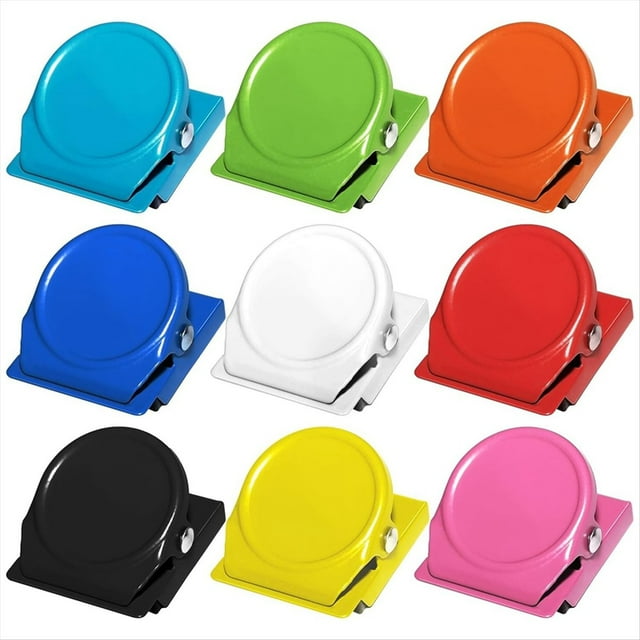 Clips Magnéticos, Paquete de 9 Clips Magnéticos para Aula, Pizarra , Refrigerador, Refrigerador, Colores Surtidos