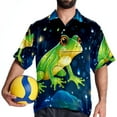 thumbnail image 4 of Starry Sky Frog Men's Short Sleeve Casual Printed Button Down Beach Shirt Summer Unisex Top, 4 of 6