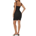 thumbnail image 3 of Vestido Cutout Twist Inspire Chic sin mangas para mujer, escote en V, vestido ajustado con fruncidos, talla XL, negro, 3 of 6