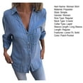thumbnail image 7 of Women Shirt Lapel V-Neck Long Sleeve Button Down Shirt Tops with Patch Pocket Solid Color Regular Fit Casual Tops, 7 of 7