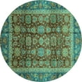 thumbnail image 1 of Ahgly Company Indoor Round Abstract Turquoise Blue Modern Area Rugs, 5' Round, 1 of 4