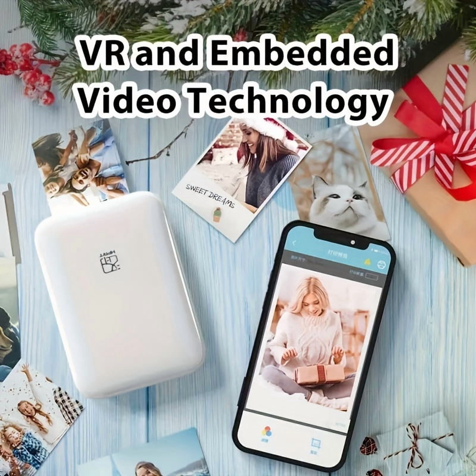 Wireless Portable ZINK Photo Printer for iOS Android - Mini Mobile Phone Printer with High Definition Color Reproduction (Includes 5 Free Sheets)