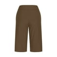 thumbnail image 6 of Jacenvly New Young Adult Shorts Women Casual Loose Elastic Waist Wide Leg Shorts with Pockets Middle Pants Lightweight High Waist Women'S Plus Summer Shorts Brown, 6 of 6