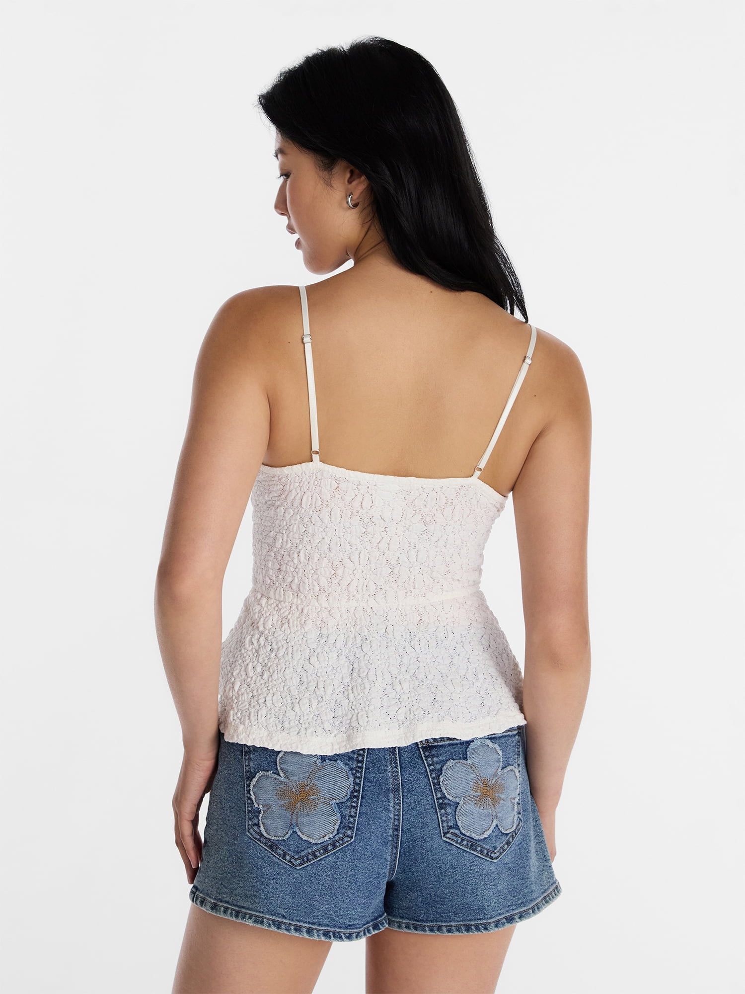 No Boundaries Peplum Lace Cami Top, Women’s XXS-XXL