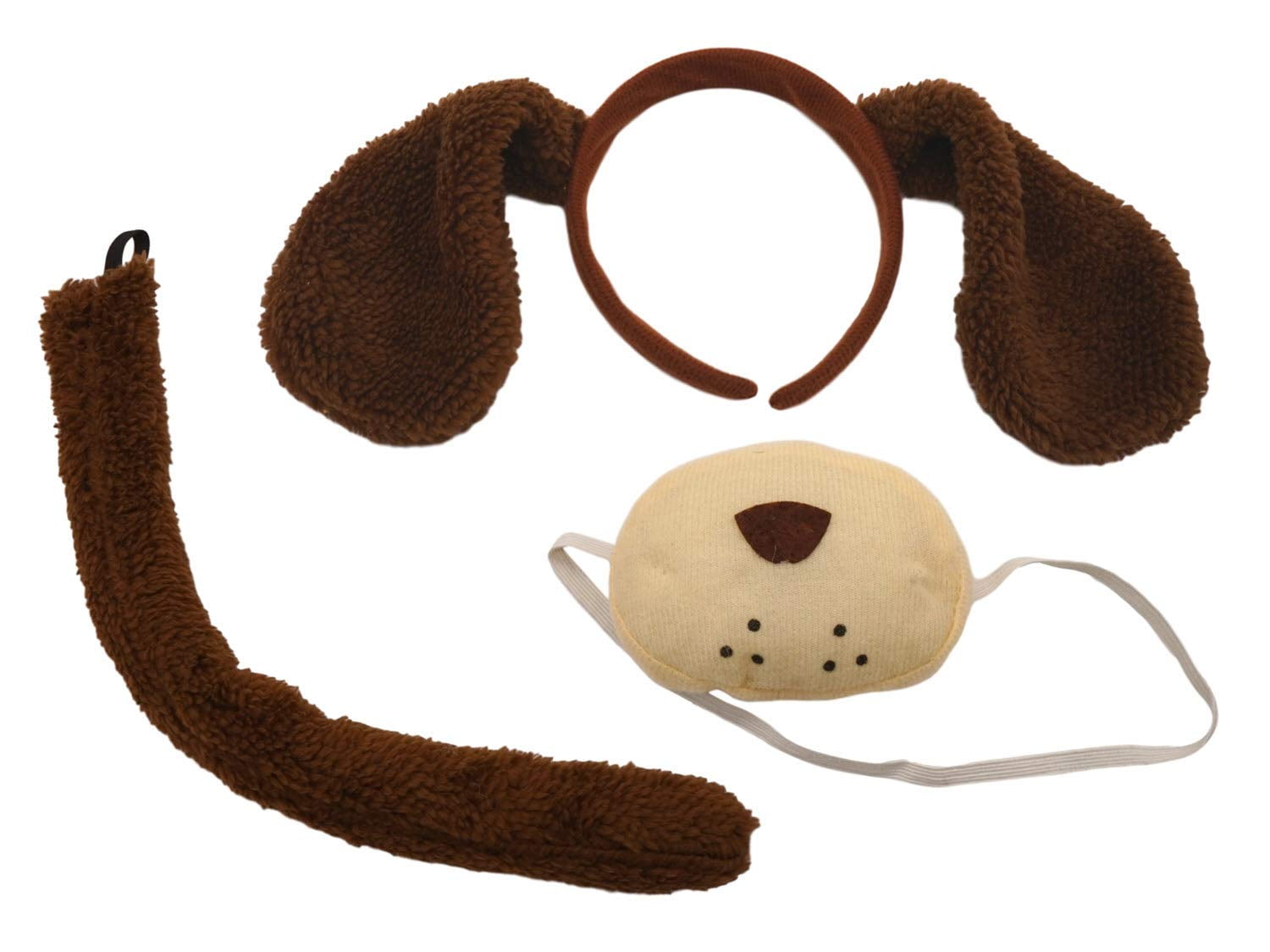 Adorable Plush Dog Costume Headband, Nose and Tail, Child / Teen