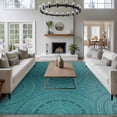 thumbnail image 3 of Ethnic Floral Area Rugs 8'x10', Washable Small Throw Rugs for Living Room Patio, Aqua Teal Vintage Tribe Abstract Indoor Outdoor Rug Non-Slip Low Pile Carpet Runner Reversible Floor Mats, 3 of 8