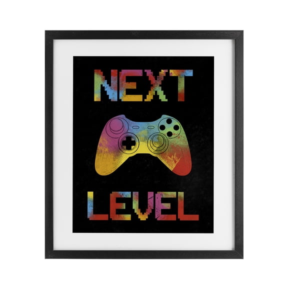 Stupell Industries Contemporary Next Level Rainbow Splatter Black Framed Print Under Glass, 13 x 16, by Marcus Prime