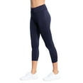 thumbnail image 4 of Juniors Active Stretch Capri Length Yoga Workout Leggings with Wide Wastband (Navy, S), 4 of 5