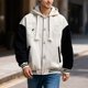 thumbnail image 1 of MHFRRA Chaqueta Deportiva Informal de Manga Larga con Capucha y Cuello de Solapa para Hombre, Estilo Urbano con Bloques de Color y Otoño Blanco, 1 of 3