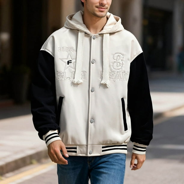WILLBEST Sudaderas para Hombre, Chaqueta con Capucha De Manga Larga y Cuello De Solapa, Estilo Informal Deportivo con Bloques De Color De Otoño para Hombre Grande