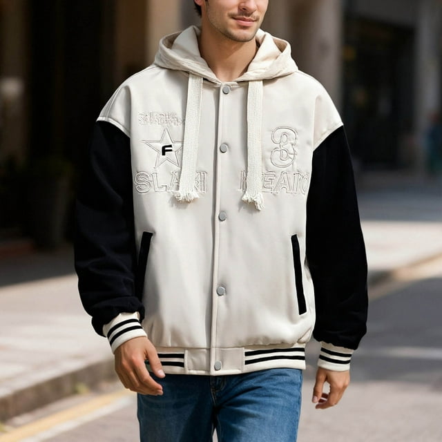 WILLBEST Sudaderas para Hombre, Chaqueta con Capucha De Manga Larga y Cuello De Solapa, Estilo Informal Deportivo con Bloques De Color De Otoño para Hombre XGrande