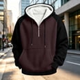 thumbnail image 5 of FchengtaiS Mens Waffle Knit Textured Hoodies Sherpa Lined Raglan Sleeve Sweatshirts Colorblock Pullover Tops for Fall Winter, 5 of 8