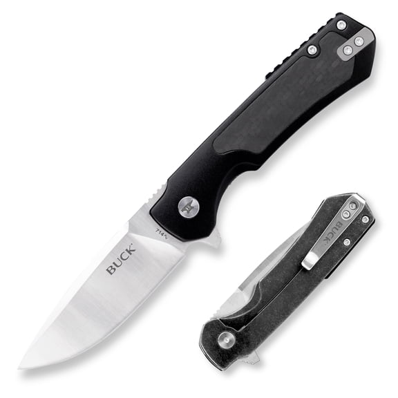 Buck Knives 714 Stinger Folding Pocket Knife, EDC Knife, 3” Drop Point Blade, Black, 3.95 oz