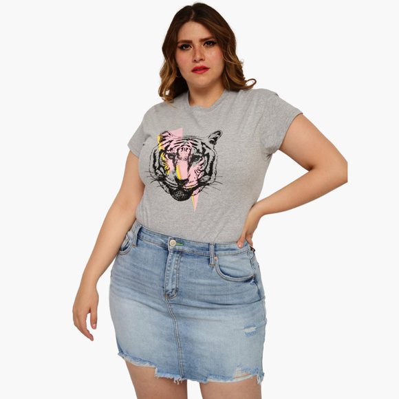 Falda de mezclilla deslavada BALAM F 6285 azul Talla Extra 36