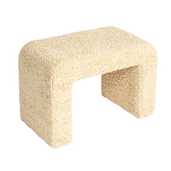 Bloomingville Bouclé Fabric Upholstered Waterfall Bench, Ivory