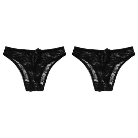 (2-Pack) Rinsvye 1Pc Women Sexy Floral Sheer Kimono for Women Lace Panty Underwear Brief Sexy New Years Plus Crotchless Thong