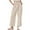 Beige, variant on hoksml Womens Wide Leg Pants Solid Color Loose Plus Size Cotton Linen Pants Elastic Waist Tie Casual Nine-quarter Pants Straight Leg Pants S-5XL