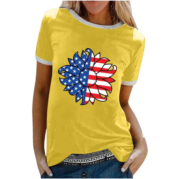 Camiseta holgada cómoda debajo de la cintura con cuello redondo y estampado elegante para mujer, blusa de manga corta, Tops informales OAVQHLG3B Store lin121212