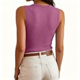 thumbnail image 4 of Sleeveless Tank Tops for Women Round Neck Ribbed Knit T Shirts Y2k Summer Fitted Going Out Shirts, S, 4 of 7