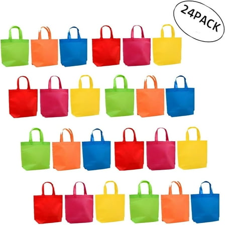 Hiziwimi Eco-Friendly Reusable Tote Bags Set – 24 pack, 6 Vibrant Colors, 13x10 inches, Durable & Lightweight, Perfect for Shopping and Everyday Use