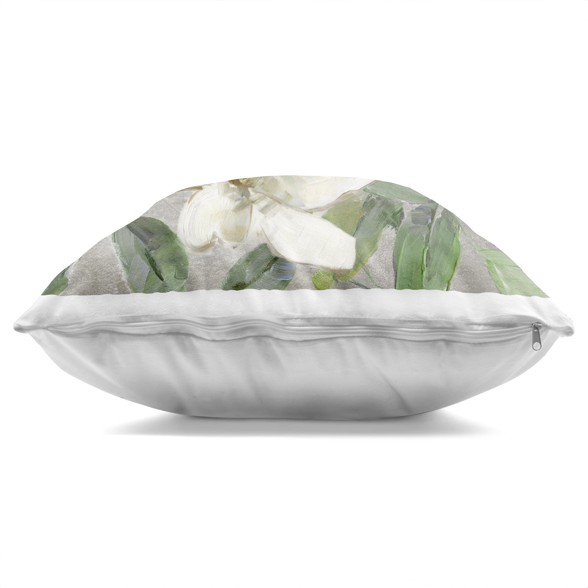 Stupell Industries Ivory Magnolias on Grey Decorative Printed Throw Pillow, design by Sally Swatland, 18 x 7 x 18