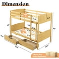 thumbnail image 3 of VanAcc Twin Over Twin Bunk Bed with Drawers, Solid Rubberwood Convertible Loft Beds, Modern Detachable Bed Frame for Teens Bedroom, Natural Wood, 3 of 10