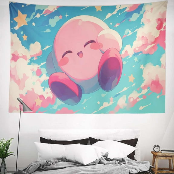 Kirby Tapestry Gift Wall Hanging Backdrop for Room Bedroom Girls Fans Background Banner Party Birthday Supplies Decor