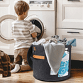 thumbnail image 3 of 2X Round Hat Storage Box - Foldable Hat Box with Lid for Stuffed Clothes and Animal Toy, Carrying Box Dark Grey, 3 of 7